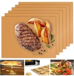 Set of 6 Heavy Duty Non-Stick, Reusable Copper Grill Mats - 15.75 x 13 Inches&#034;