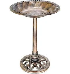 28” Polyresin Lightweight Antique Bird Bath for Outdoors