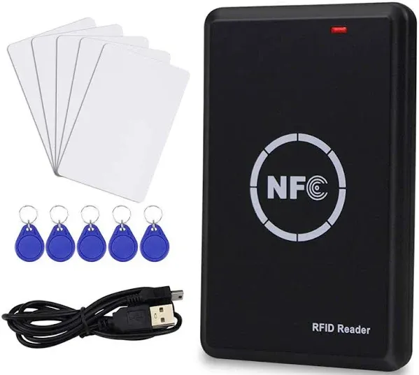 JASAG Smart Access Control Card Copier, RFID Reader Writer, 125KHz Card Duplicator, 13.56MHz Encrypted Card Decoder, NFC Tag Replicator, with Writable Key Fobs Cards, Free Software