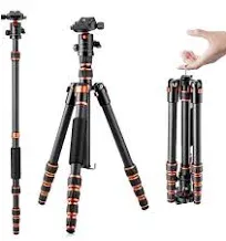 60”/1.5m Carbon Fiber Camera Tripod Lightweight Travel Tripod 17.6lbs Load 360° Ball Head for Vlog,Travel & Work DSLR,C225C0+BH-25