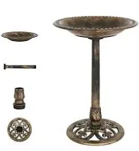 28 in. Antique Green Resin Bird Bath