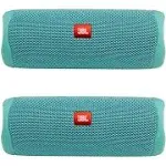 JBL Flip 5 Waterproof Portable Wireless Bluetooth Speaker Bundle - (Pair) Teal