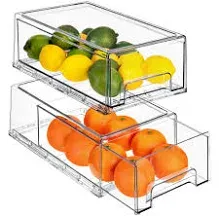 Sorbus Clear Stackable Pull Out Fridge Drawers