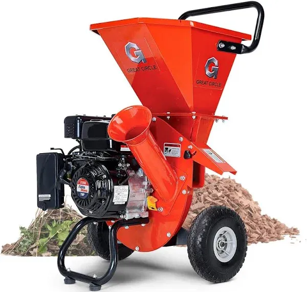 GreatCircleUSA Wood Chipper Shredder Mulcher Heavy Duty 212cc Gas