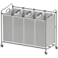 Simple Houseware 4-Bag Heavy Duty Laundry Sorter Rolling Cart