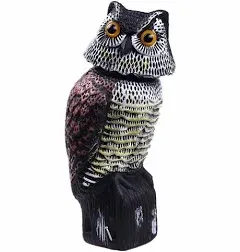 Owl Decoy 360 Rotate Head, Scarecrow Fake Owls Natural Enemy Realistic Owls to 