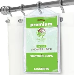 Premium Peva Frost Shower Curtain Liner With Magnets Suction Cups 70 X 71 In. Lo