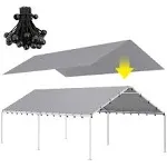 Car Canopy Replacement Cover 10x20 Ft Grey Tarp Waterproof UV Protected New