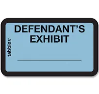 Tabbies Defendant's Exhibit Legal File Labels, Blue, 252 / Pack (Quantity)