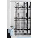 Black PEVA Shower Curtain, 70&#034; X 72&#034;, Mainstays Elements Geometric Design, Black