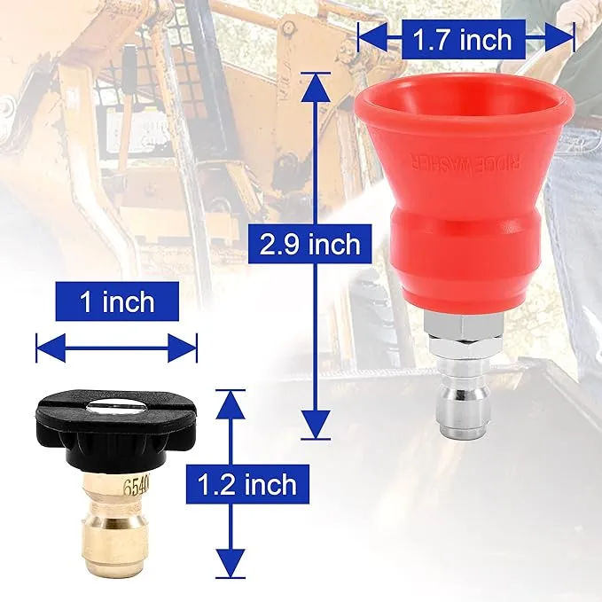 RIDGE WASHER Pressure Washer Nozzle Guard, Power Washer Nozzle Tips with Protector Holder, 5 Pressure Washing Tips with 1/4" Quick Connect, Orifice 2.5