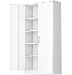 Greenvelly Metal Storage Cabinet, 72" Steel Locking Cabinet with Doors and 4 Adjustable Shelves