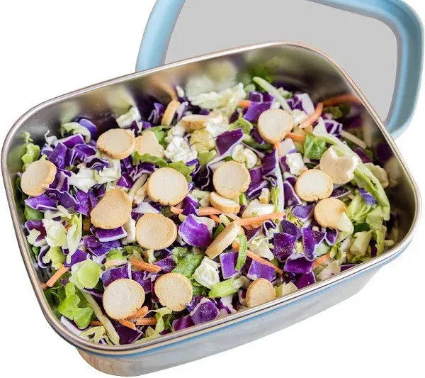 MIRA 8 cup Salad Bowl Lunch Container with Lid, Stainless Steel Interior, Not Insulated, Kitchen Food Storage, Slate Blue