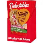 Delectables Squeeze Up Creamy Squeezable Puree, Lickable Wet Cat Treats, Grain Free, No Added Fillers, No By-Products, No Added Preservatives, 0.5