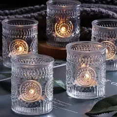 12PCS Glass Votive Candle Holder for Wedding Table Centerpiece Tea Lights Clear