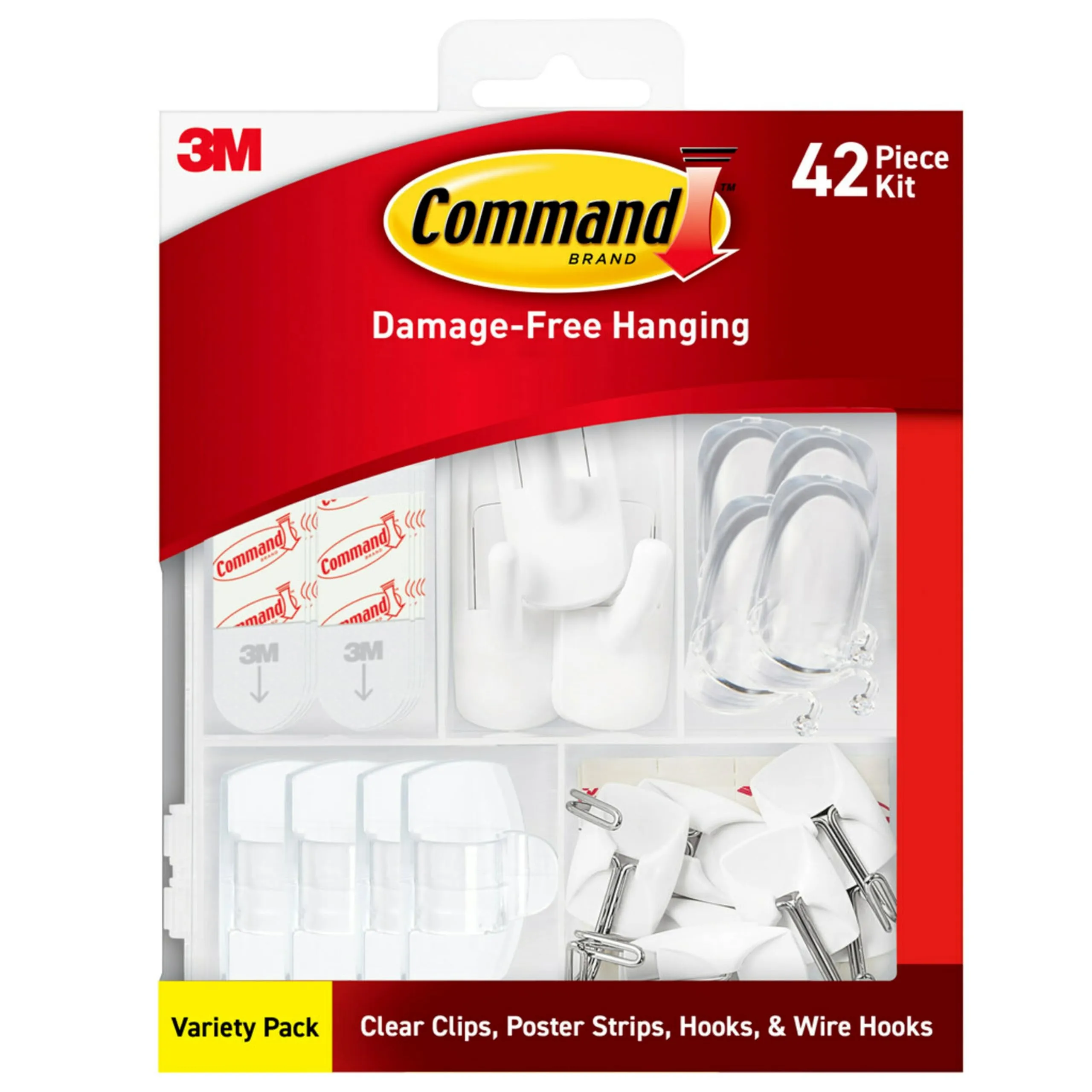 Command Hang and Decorate Kit, 6 Small Toggle Hooks, 2 Medium Utility Hooks, 4 Medium Cord Clips, 10 Light Clips, and 20 Poster Strips, Dorm Room Essentials