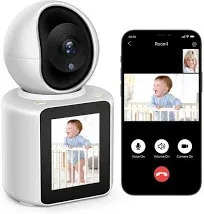 2K Two-Way Video/Audio Indoor Camera, Child/Elder/Dog/Pet Camera with Phone App, 2K Home Security Camera with Pan Tilt, Night Vision, One-Button Call, Motion Detection, Human/Sound/Crying Detection