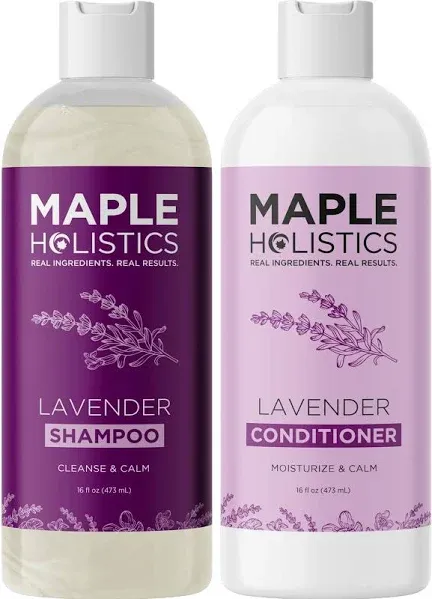 Lavender Essential Oil Aromatherapy Set - Lavender Shampoo and Conditioner Set for Women Sulfate and Paraben Free with Lavender Oil for Hair Skin and Nails Plus Nighttime Diffusing for Relaxation