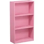 Furinno 99736PI Basic 3-Tier Bookcase Storage Shelves - Pink