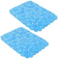 Yolife Pebble Sink Mats for Stainless Steel Sink, PVC Sink Saddle Protectors Kitchen Sink Mat for Porcelain Sink, Dishes and Glassware (Blue,2 Pack)