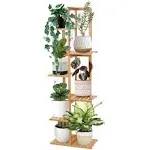 Bamboo Plant Stand Rack - Indoor &amp; Outdoor Plant Stand 6 Tier 7 Potted Multiple