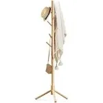 Wooden Coat Rack Stand with 8 Hooks New Zealand Pine 3 Adjustable Coat Standi...