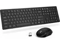 Wireless Keyboard and Mouse, Trueque Silent 2.4GHz Cordless Full Size USB Mouse Combo, Long Battery Life, Lag-Free for Computer, Laptop, PC, Windows, Mac, Chrome OS (Black)