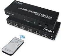 HDMI Switch Splitter 2 in 4 Out 4K@60Hz