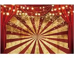 Funnytree 7x5ft Golden Glitter Red Curtain Halloween Photography Backdrop Circus Carnival Sparkle Stripes Background Baby Shower Birthday Party Portrait Cake Table Decor Banner Photo Booth Props