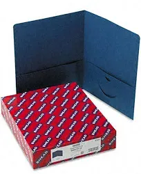 Smead 87852 Two-Pocket Folder, Embossed Leather Grain Paper - Blue (25/Box) New