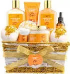 Gift Basket for Women - 10 PC Almond Milk & Honey Beauty & Personal Care Set - Home Bath Pampering Package for Relaxing - Spa Self Care Kit