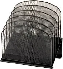 Safco Onyx Desk Organizer with 5 Vertical Sections, File Organizer for Home, Office, Classroom & More, Steel Mesh Construction