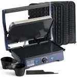 Blue Diamond Indoor Grill Ceramic Nonstick W/Grill+Griddl<wbr/>e+Waffle Plates in Blue