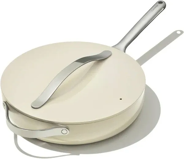 Caraway 4.5 qt 11.8&#034; Cream Durable Nonstick Ceramic Sauté Pan with Lid