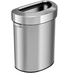 iTouchless Semi-Round Stainless Steel Open Top Trash Can