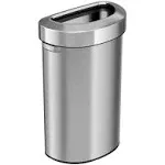 iTouchless Semi-Round Stainless Steel Open Top Trash Can