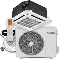 Pioneer 18,000 BTU 20.5 SEER2 8-Way Compact Cassette Mini- Split Air Conditioner Heat