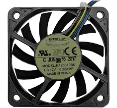 Everflow 60x60x10mm 12 Volt DC Fan with PWM Function, Model R126010BUAF