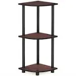 Furinno Turn-N-Tube Wood 3-Tier Corner Display Rack in Dark Cherry/Black