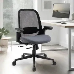 COLAMY Ergonomic Mesh Office Chair, Mid Back Computer Executive Desk Chair with 3D Armrests, Slide Seat, Tilt Lock and Lumbar Support