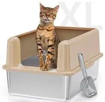 Suitfeel Enclosed Stainless Steel Cat Litter Box