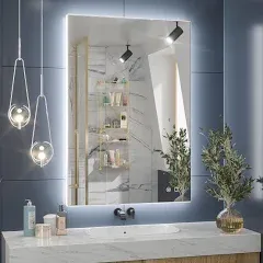 Keonjinn LED Bathroom Mirror with Lights Backlit Vanity Mirror Anti-Fog Lighted Bathroom Mirror Wall