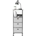 Dormify Sutton Charging 3-Drawer Cart On Wheels, Grey