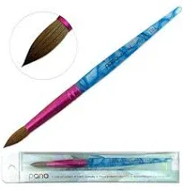 PANA USA Acrylic Nail Brush Pure Kolinsky Hair Acrylic White Swirl Blue Handle with Pink Ferrule Round Shaped