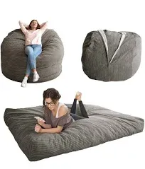 MAXYOYO Giant Bean Bag Chair Bed for Adults, Convertible Beanbag Folds from Lazy Chair to Floor Mattress Bed, Large Floor Sofa Couch, Big Sofa Bed, High-Density Foam Filling, Machine Washable