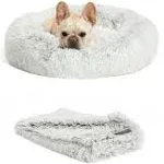 Best Friends by Sheri The Original Calming Donut Dog Bed & Throw Dog Blanket, Frost