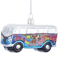 KURT ADLER 4&#034; GLASS GRATEFUL DEAD™ VW BUS w/DANCING BEARS XMAS ORNAMENT GD4141