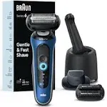 Braun Electric Shaver for Men, Series 6 6177cc, Wet & Dry Shave, Turbo & Gentle Shaving Modes, Foil Shaver, Blue