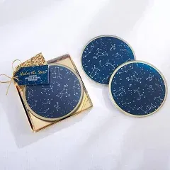 Kate Aspen Under the Stars Coaster Set, Navy/Gold/White