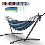 Double Hammock with Space-Saving Steel Stand, 2 Person Heavy-Duty Hammock for...